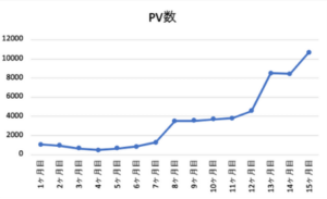 ブログ15ヶ月目のPV数推移